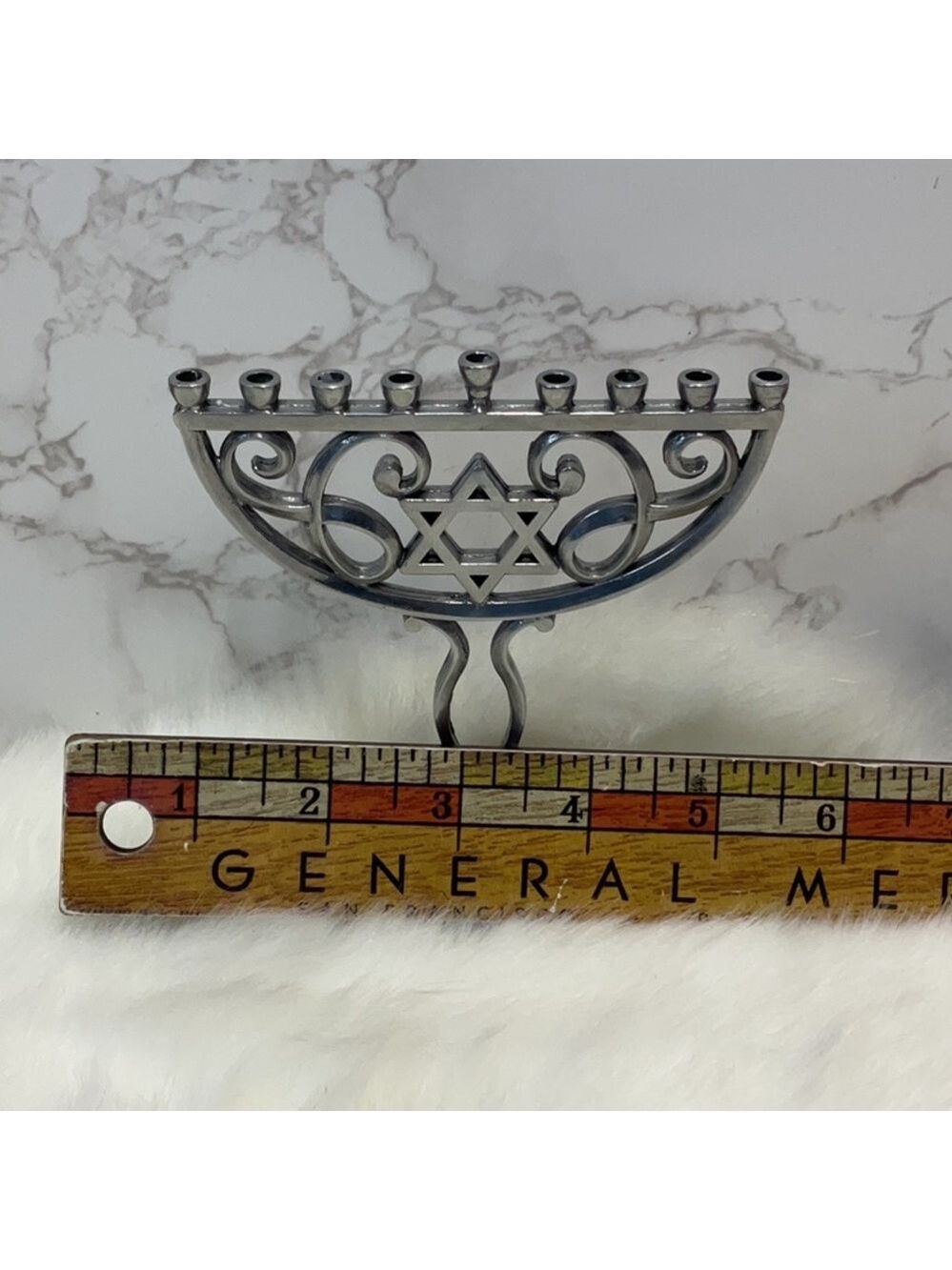 Silver colored Menorah with Star of David Hanukkah - Picture 7 of 9